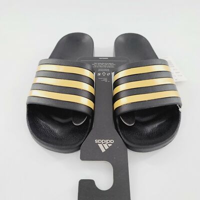 adidas Adilette Aqua Black Gold Men's Slides Size 10