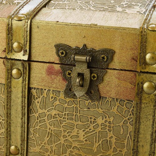 Wooden Pirate Treasure Chest Box Gem Jewelry Trinket Keepsake Storage Organizer - Picture 9 of 10