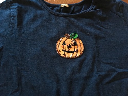 Halloween Pumpkin Black T-Shirt Youth Medium - Foto 1 di 4