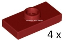 New Lego 4x Dark Red Plate Modified 1x2 1 Stud Groove Stud Holder Jumper 15573