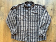 Carhartt 104444 029 Relaxed Fit L/S Button Down Shirt Brown Gray Men  s Size 2XL