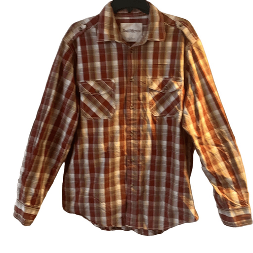 Pre Owned Men’s Ruff Hewn Button Up Plaid Shirt Western Style Size Large Casual