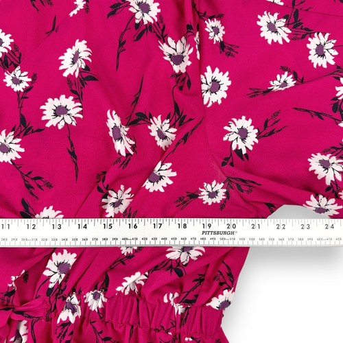 LANE BRYANT Tunic 18-20 Tie Front Kimono Top Pink Floral Print Flowy Bell Sleeve - Picture 7 of 12