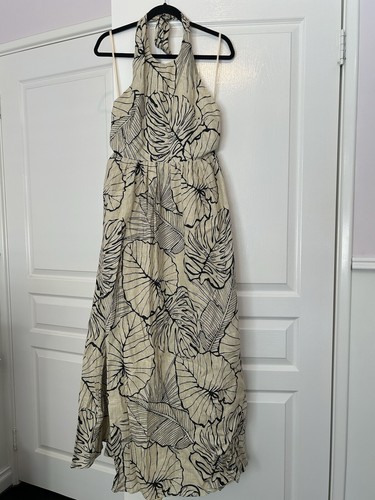 DISSH Dress BNWT Malta Palm Tree 100% Linen Halter Maxi AU 14 / US 10 Sun Dress - Picture 6 of 9