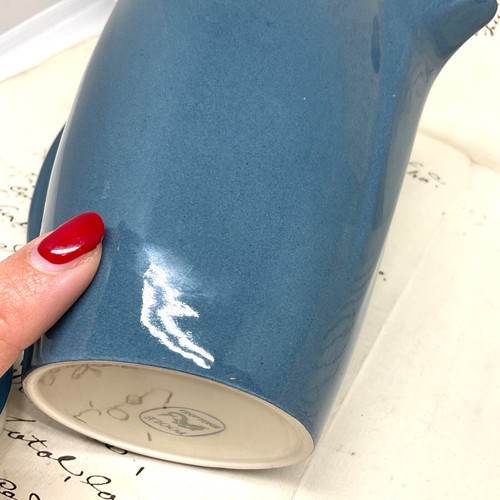 Vintage Poole Pottery Twintone Hot Water Jug & Lid  Blue Teal Ceramic TINY CHIP - Imagen 7 de 13