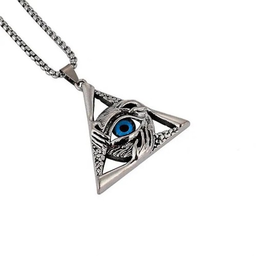 Collar Colgante Retro Ojo de Dios Triangular Ojo de Diablo Para Hombre Moda Hip Hop - Imagen 11 de 21