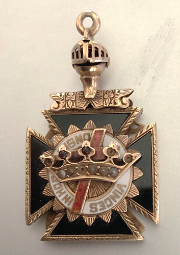 VTG Knights Templar Fob Pendant: 14k Solid Gold; In Hoc Signo Vinces; 20 Grams - Picture 1 of 6