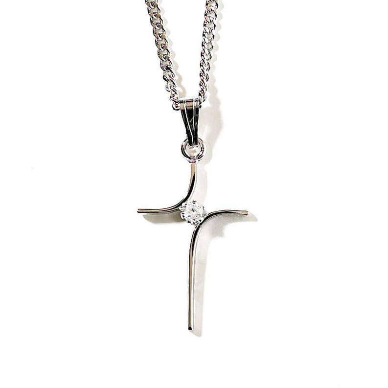 Посеребренный Крест с каменным ожерельем