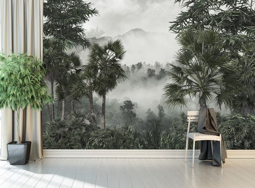 Foggy Forest Wall Mural Photo Wallpaper Custom Decor Giant Paper Poster Picture - Picture 1 of 10