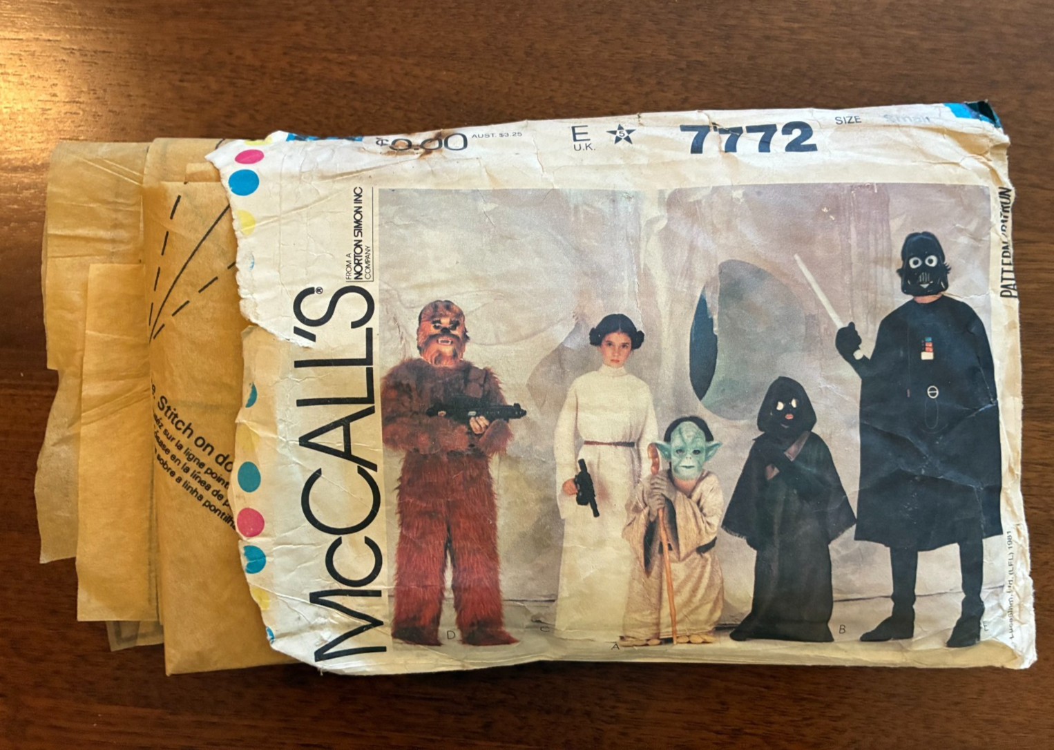 S Mccall's Sewing Pattern #7772 Child Size Small 1981