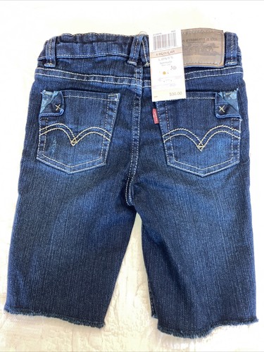 Levi’s Bermuda Shorts Adjustable Stretch Waistband Dark Wash Sz 4 Girls MSRP $30 - Picture 2 of 7