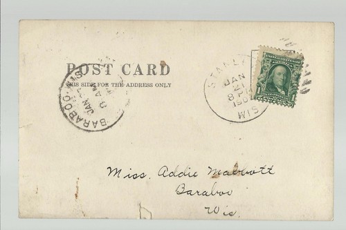 Stanley WISCONSIN RPPC 1907 NEW DEPOT Train Station nr Chippewa Falls Cadott - Picture 2 of 2