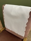 Six Plain Ivory Scalloped Edge Arm Chair Back Covers Antimacassar head rest 50I