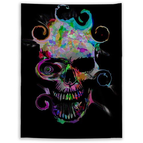 Colorido póster de tapiz de calavera arte colgante de pared sofá mesa cama - Imagen 2 de 9