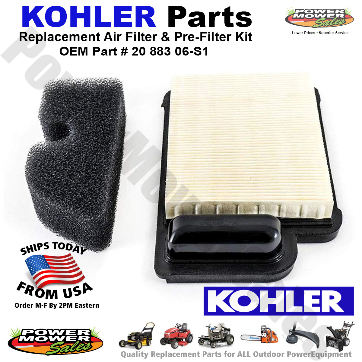 koh　1206060 OEM Kohler Air Filter & Pre-Filter Kit for Mowers & Other /055-441