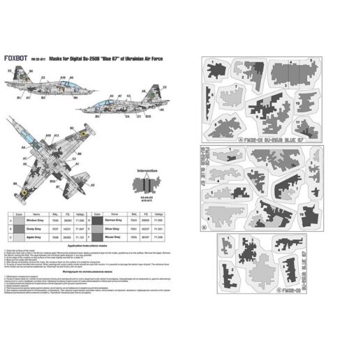 FOXBOT FM 32-011 Scale 1:32 Masks digital camouflage Su25UB Ukrainian Air Forces - Picture 17 of 24