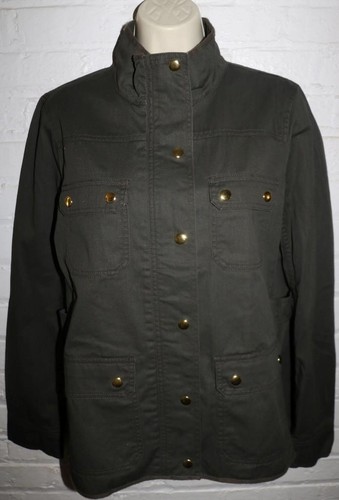 J. Crew Women's Jacket Resin-Coated Twill Mossy Brown Sz Medium NEW FREE SHIP! - Picture 1 of 4