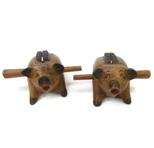 Lot Of 2 Wooden 5" Pig Guiros w/ Scrapers Percussion Musical Instruments - Picture 2 of 6