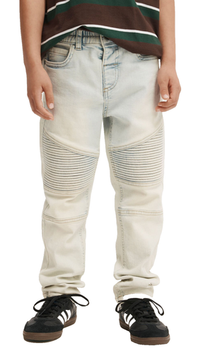 Cotton:On Kids Skinny Fit Moto Jean Stretch Denim Bells Light Blue Size 7 NEW - Picture 1 of 5