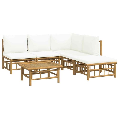 Bambus Garten Lounge Set mit Kissen Sofa Garnitur Sitzgruppe Gartenmöbel Balkon - Bild 15 von 36