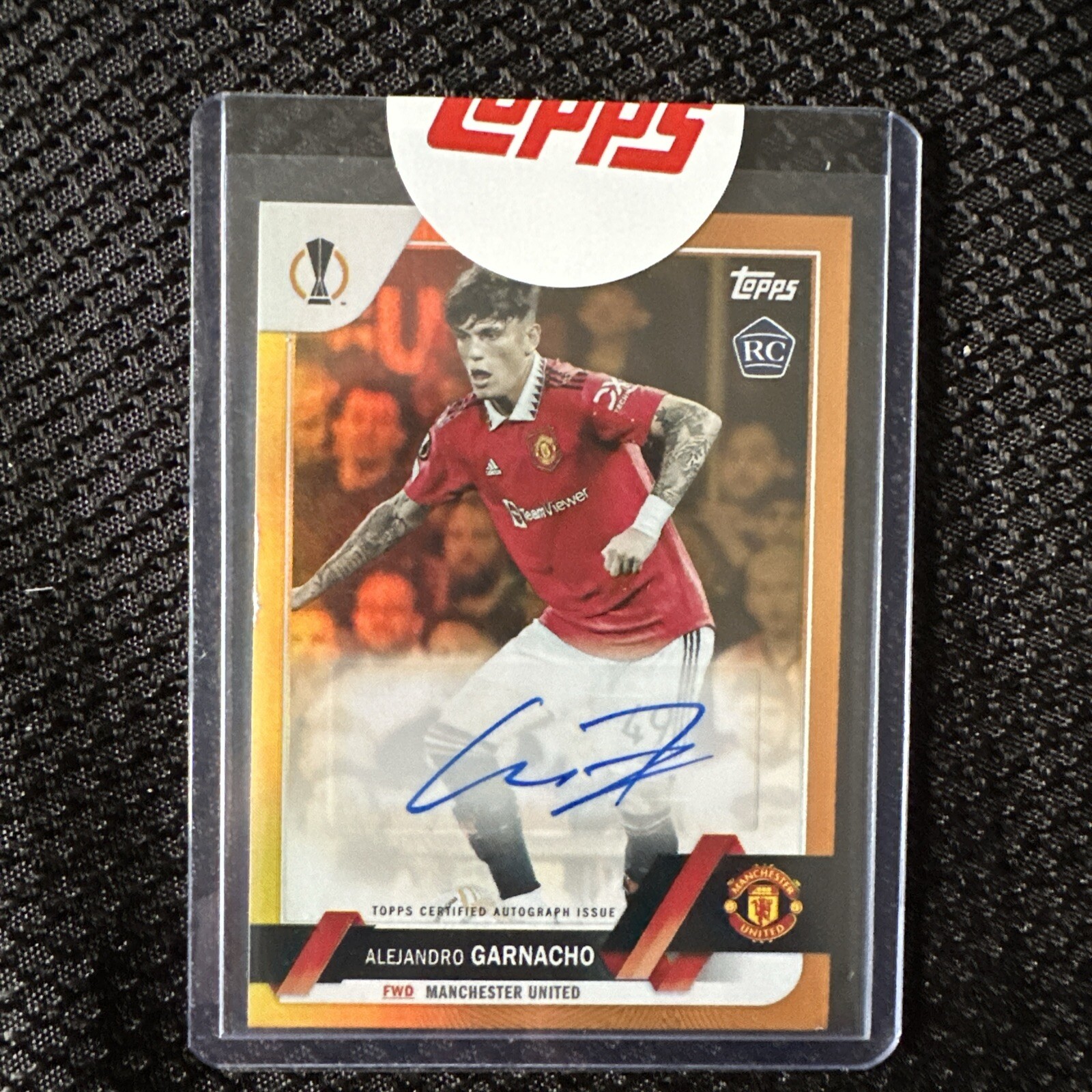 2022-23 Topps Chrome UEFA Alejandro Garnacho Orange RC Auto /25
