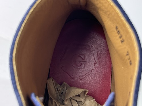Stivali stringati Grenson scamosciati brogue cuciti blu uomo US 8 / UK 7 5032 - Foto 9 di 9
