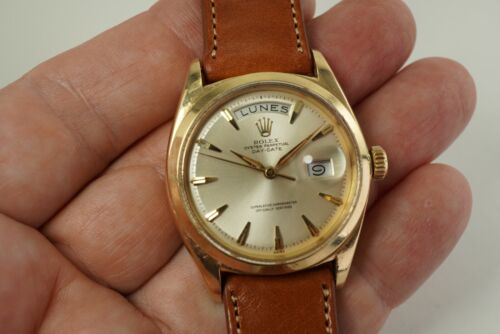 Rolex oro giallo data giorno 1802 testa quadrante originale raro c. 1961-62 - Foto 14 di 20