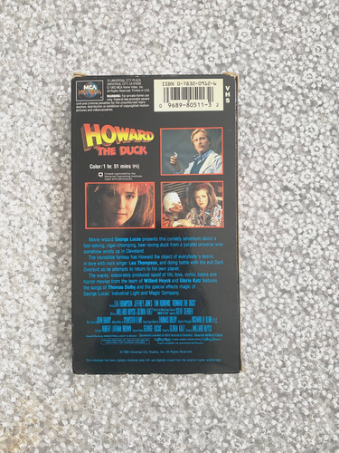 Howard the Duck (VHS, 1986) George Lucas Comedy Sci-Fi - Picture 2 of 5