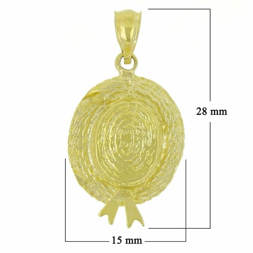 14k Yellow Gold Solid 3D Tea Party Hat Charm Pendant 2.8 grams - Picture 3 of 8