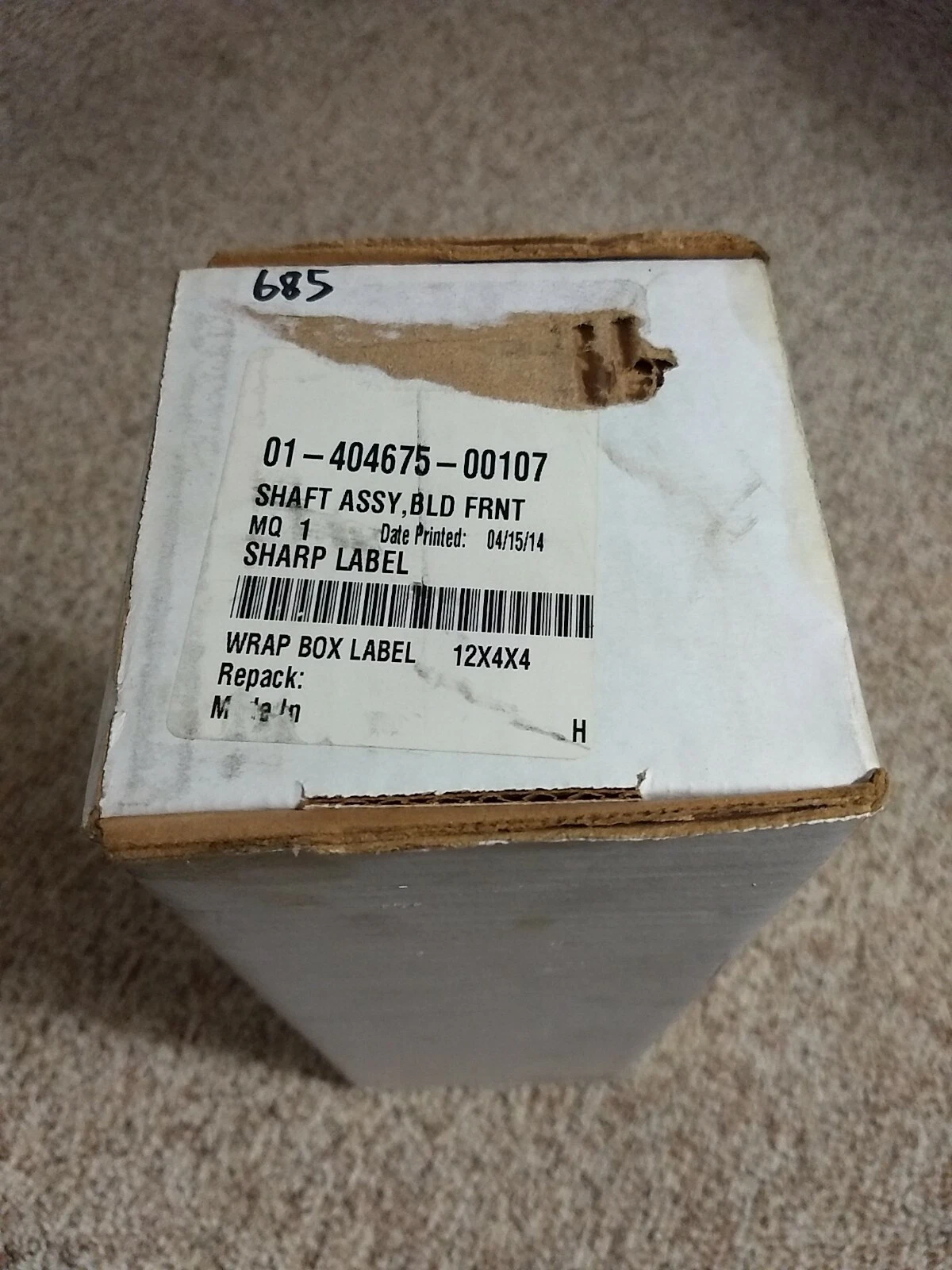 BERKEL TENDERIZER 704,705,705S BLADE SHAFT ASSY FRONT OEM 01-404675-00107 NEW!!!