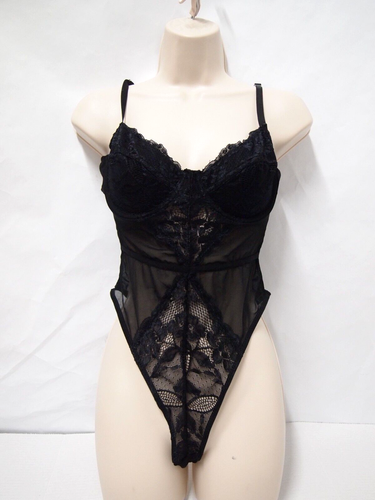 Nuevo con etiquetas Forever 21 Mujer Floral Encaje Malla Lencería Body XL Negro Tanga Transparente - Imagen 4 de 10