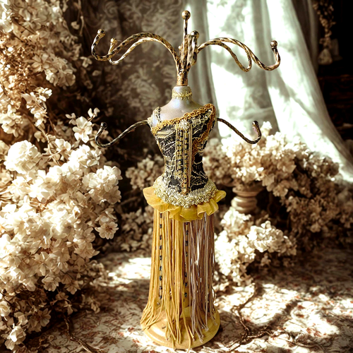 Vintage Mannequin Jewelry Stand Victorian Inspired Necklace Display Organizer