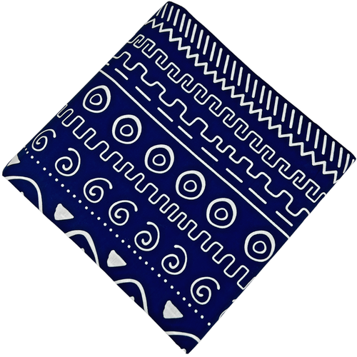 African Fabric Tribal Print Ankara Yards 100% Cotton Rich Blue White Material - Picture 3 of 20
