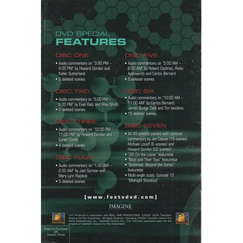 24 Season 3 (Day 3) Complete 7 Disc Box Set Kiefer Sutherland as Jack Bauer - Picture 6 of 6