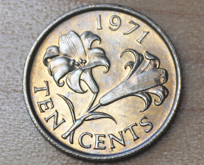 1971 Bermuda 10 Cents Bermuda Lily