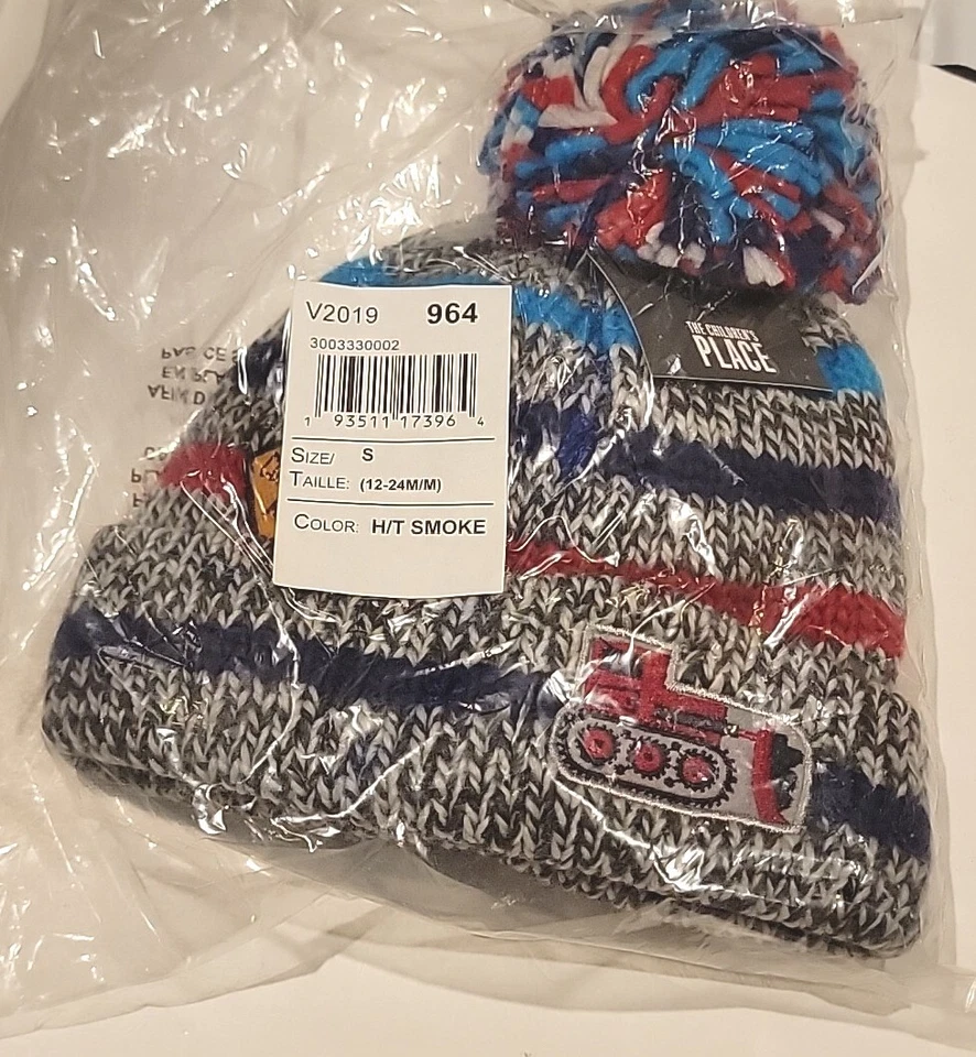 Juego de guantes gorro "Construcción" a rayas The Children's Place para niños pequeños Foto 2 de 4