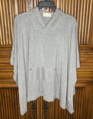 Kerisma Womens Top Sweater One Size OS Gray Hoodie Poncho Kangaroo Pocket
