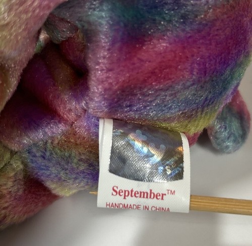 Ty Beanie Baby SEPTEMBER The Birthday Bear Clown  Tie Dye With Tag 2001   7" - Bild 7 von 7