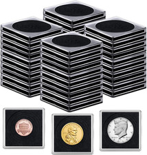 40 Pcs Adjustable Acrylic Coin Collection Cases with Sponges, Coin Snap Holder,
