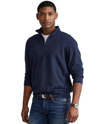 Polo Ralph Lauren Mens Double Knit Quarter Zip Pullover in Navy Heather Size XLT - Picture 5 of 5