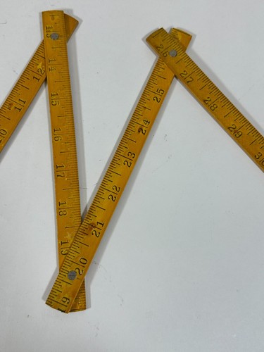 Regla de extensión de madera plegable de 39" de colección regla de carpintero herramienta antigua de 1 metro - Imagen 5 de 6
