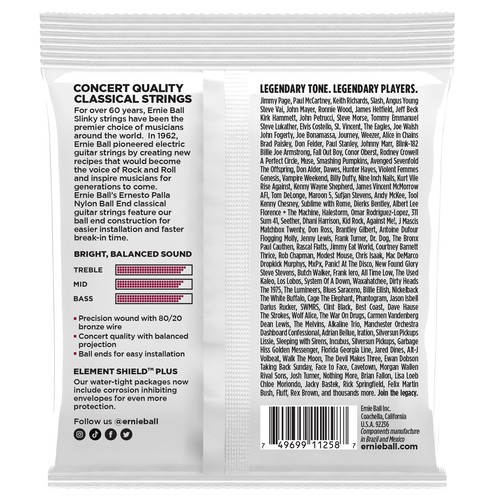 Ernie Ball Ernesto Palla Black and Gold Ball End Nylon Classical Strings 3 Pack - Picture 2 of 2