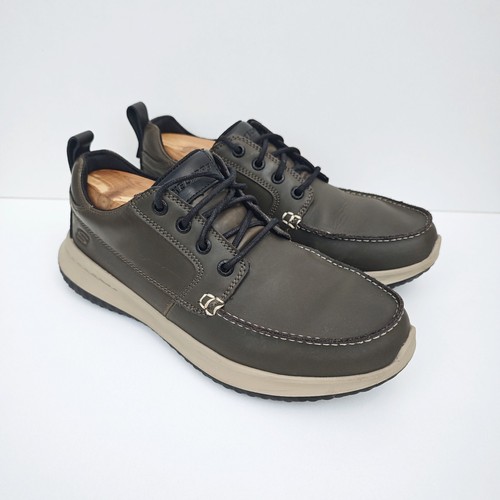 Skechers UK 7 Brown Moccasins Men's Delson Elmino Leather Lace Up Casual Shoes