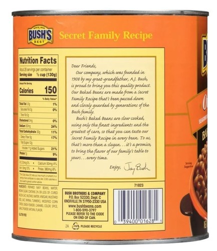 Bush's Original Baked Beans, Canned Beans, 117 oz Can - Picture 10 of 10