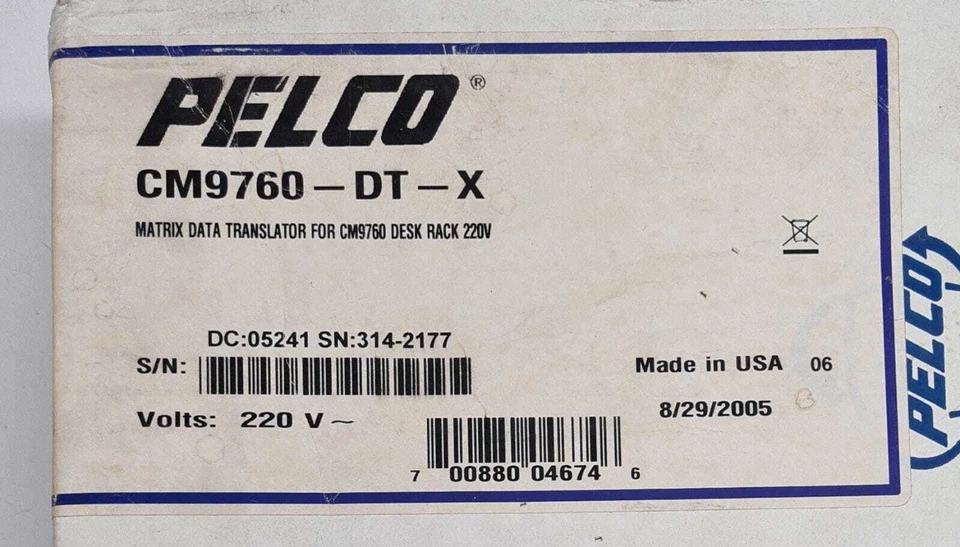 NEW - PELCO CM9760-DT-X MATRIX DATA TRANSLATOR CM9760 DESK RACK 220V CM9760 - Image 3 of 4