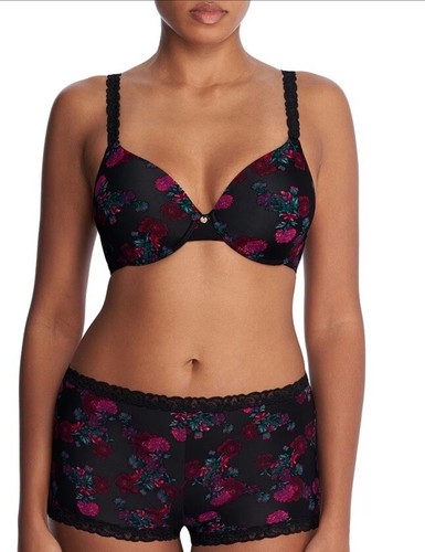 NATORI 732080 Pure Luxe T-Shirt Smooth Contour Bra Black Floral New Size 32D - Picture 4 of 8