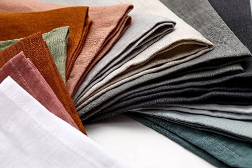 100% Pure Linen Dinner Cloth Napkins 15 x 15 Inch Natural - Set of 6 Pack Eur... - Picture 2 of 5