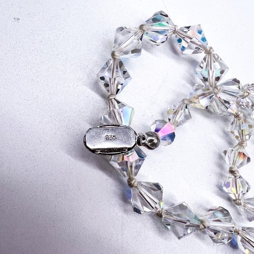 Vintage Cristallo Collana Con 835 Argento Chiusura, Iridescente Aurora Borealis - Foto 8 di 17