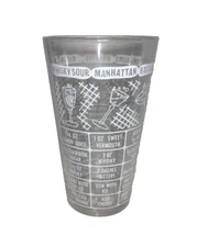 MCM Vintage Federal Glass White Print 12 oz Pint Cocktail Recipe Shaker Martini