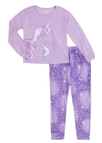 Wonder Nation Girls Pajamas Set Purple 6/6X 2 Pieces Unicorn Top And Joggers - Picture 10 of 11